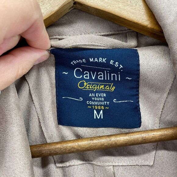 Cavalini Jacket Women M Medium Beige Collared Open Front Long Sleeve Pockets - Picture 5 of 9